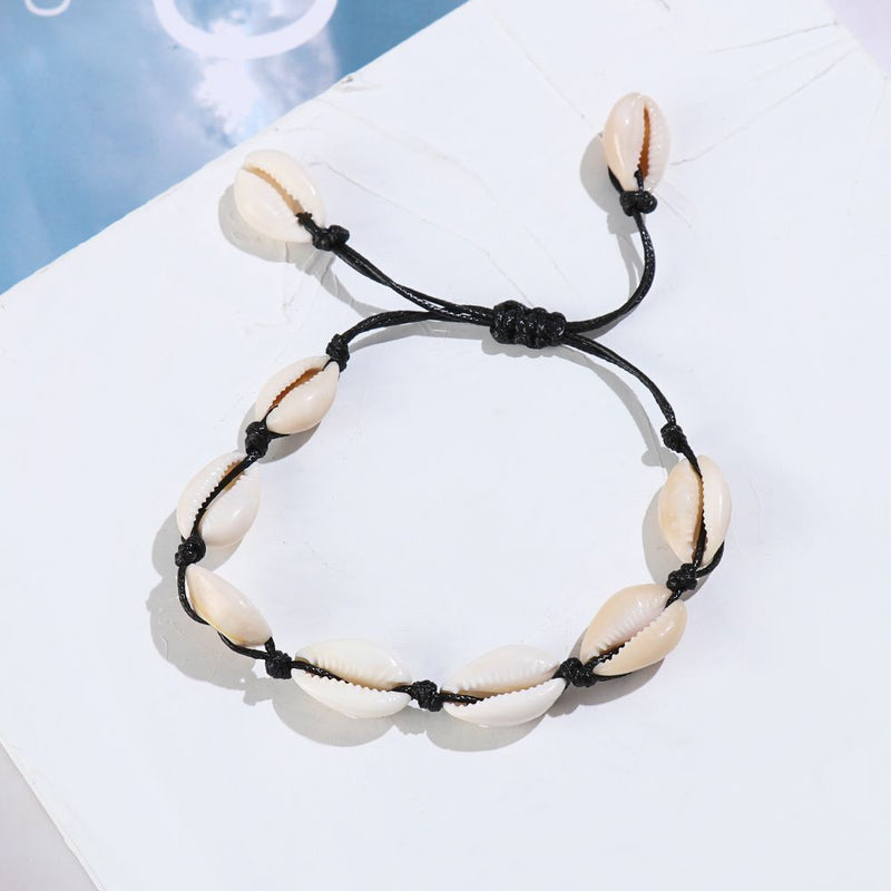 Women Girls Adjustable Cowrie Ankle Foot Chain Shell Bracelet Handmade Braided