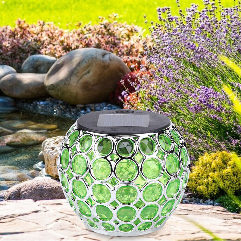 Solar LED Hollow Hanging Ball Light Outdoor Waterproof Garden Lamp (Green) Newly