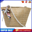 Fashion Woven Ribbon Crossbody Bag Casual Women Beach Large Handbag (Khaki)