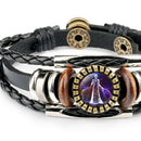 12 Zodiac Sign Braided Leather Bracelet Cancer Leo Virgo Glass Men Women Bang
