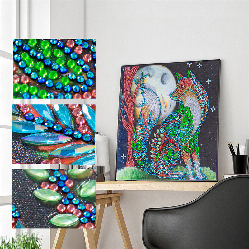 DIY Rhinestone Mosaic Wolf Part Drill Special Shape Diamond Painting Kit