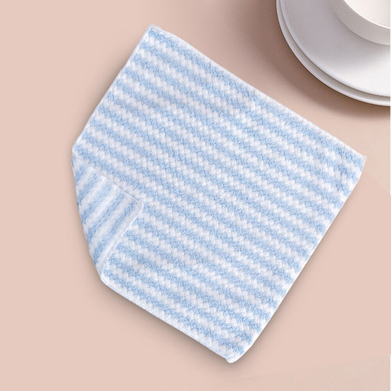 Microfiber Towel Absorbent Kitchen Cleaning Cloths Dish Rag (Blue 30x30cm) Newly