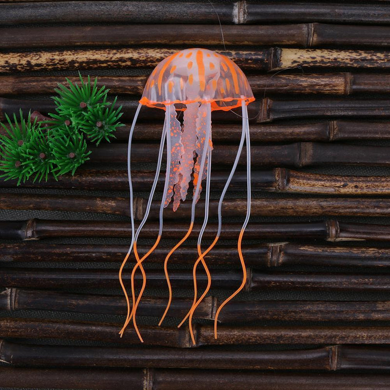 Simulation Artificial Jellyfish Glowing Aquarium Fish Tank Decor(Orange)