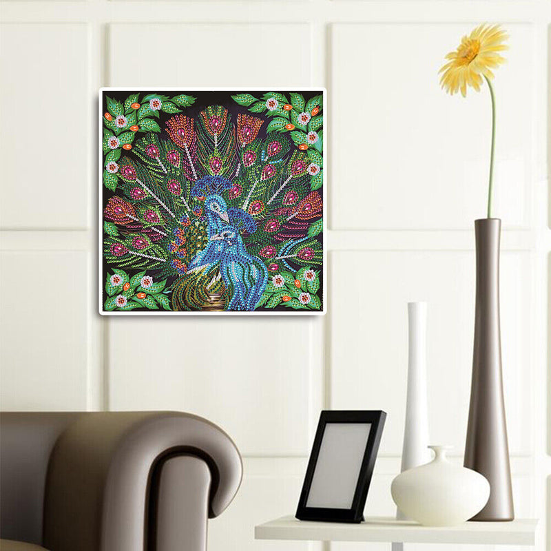 5D Diamond Painting Peacock Partial Special Shape Drill Wall DIY (UP274) Newly