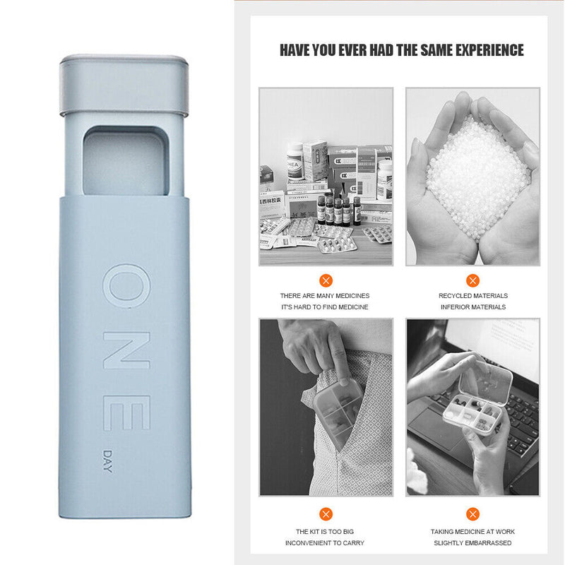 3 Grids Pill Tablet Dispenser Box Medicine Drug Storage Organizer (Blue)