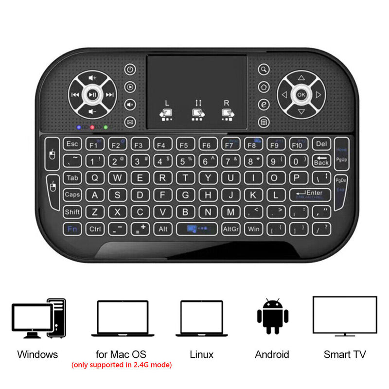 Ergonomic 2.4G Air Mouse Touchpad Backlit Wireless Keyboard with USB Receiver