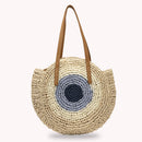Female Summer Round Rattan Woven Bag Straw Handmade Messenger Shoulder Tote Bags