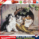 Full Embroidery 11CT DIY Cute Kittens Stamped Cross Stitch Kit Needlework Newly