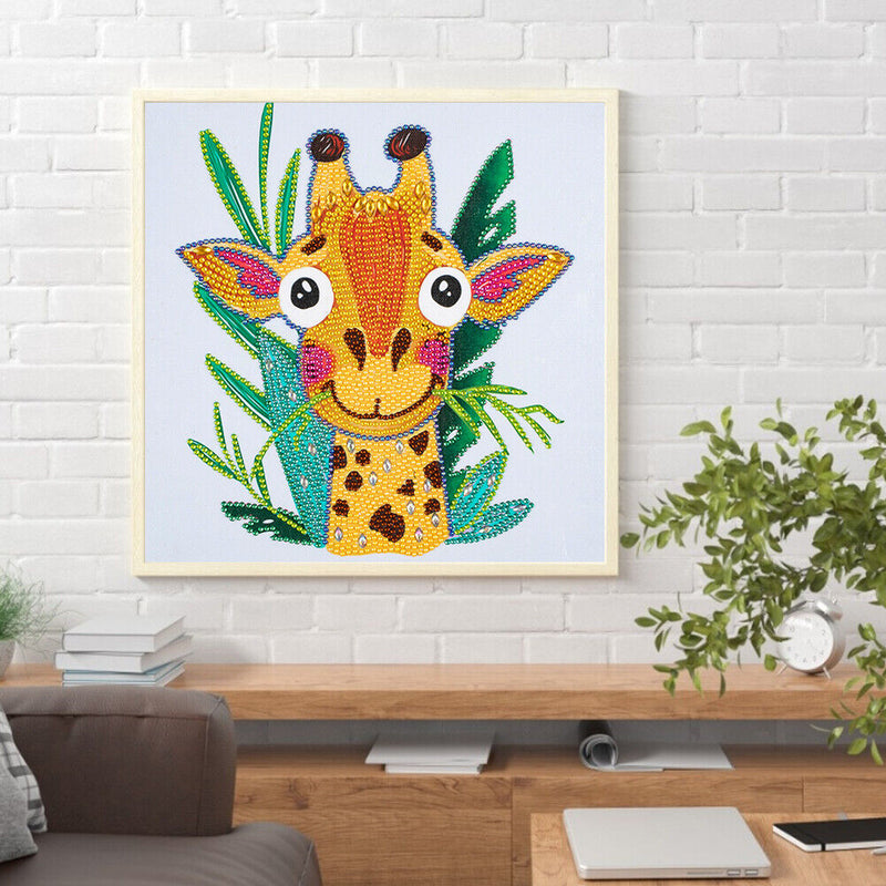 Partial Special Diamond Painting Cartoon Giraffe Head Rhinestone Mosaic Picture