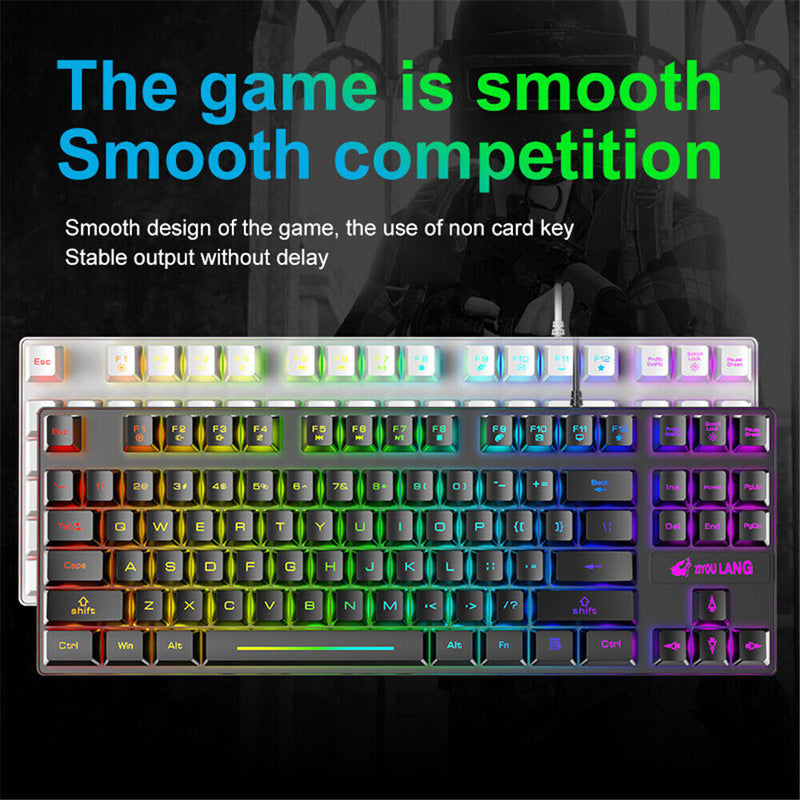 K16 87 Keys RGB Mechanical Gaming Keyboard Wired Backlit for Gamer PC Laptop