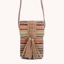 Straw Mobile Phone Bag Ethnic Style Woven Tassel Small Satchel Crossbody Bags