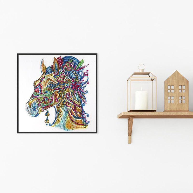 5D DIY Special Shaped Diamond Painting Horse Cross Stitch Kit Home Bedroom Decor