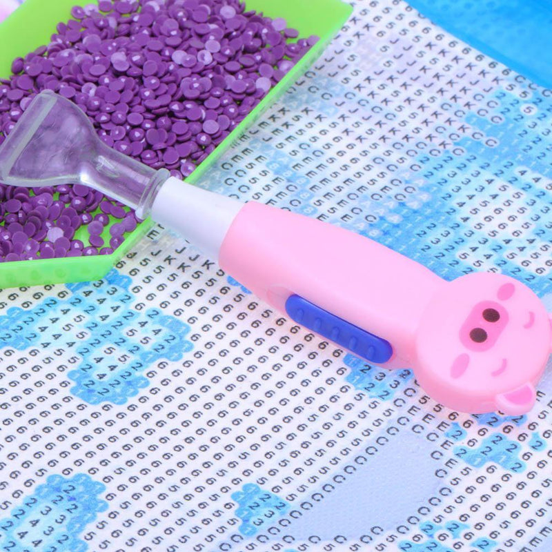 5D DIY Diamond Painting Cross Stitch Art Point Drill Pen with Light(Pig)