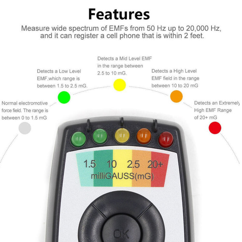 #A 5 LED Electromagnetic Field Radiation EMF Meter Ghost Digital Field Radiation