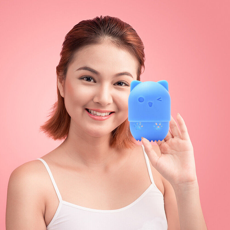 Silicone Beauty Sponge Storage Box Egg Stand Powder Puff Holder (Dark Blue)