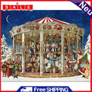 Handmade Canvas Mosaic Merry-Go-Round Full Diamond Painting Point Drill Craft