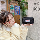 Women Heart Flower Pen Bag Small Zipper Cosmetic Bag (Black Little Heart) Newly