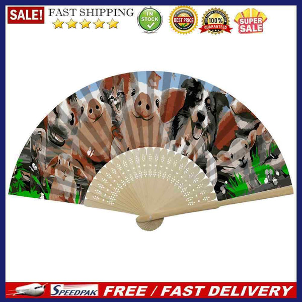 Farm Animal Oil Paint Folding Fan By Numbers DIY Painted Art Craft Handmade