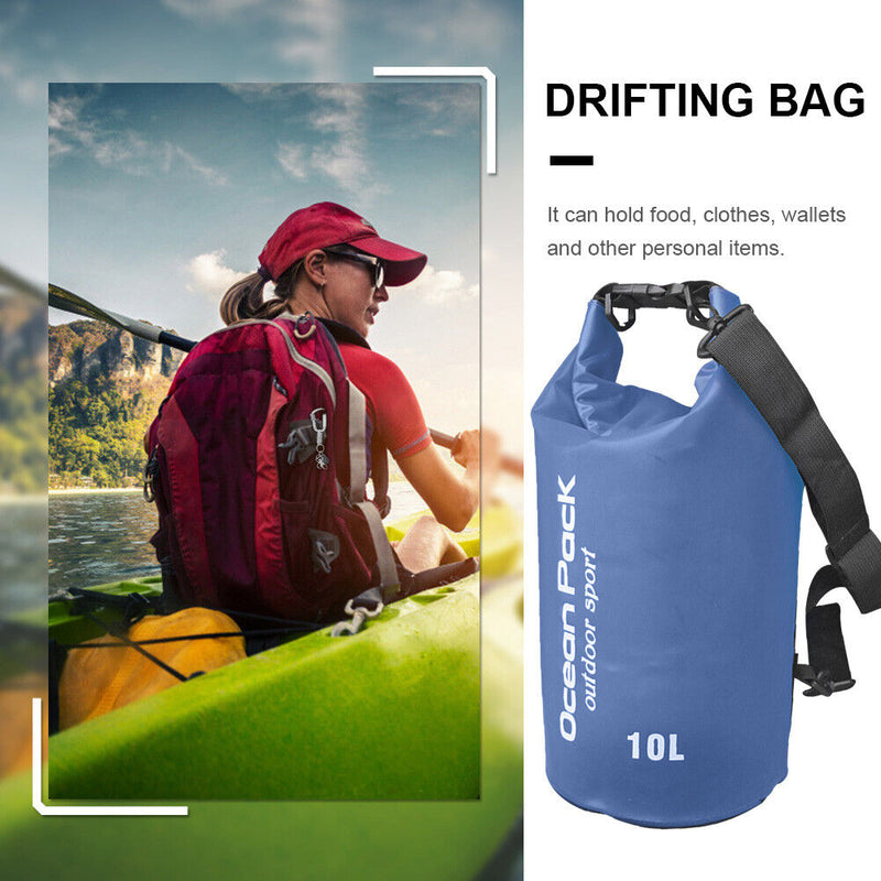 Waterproof Pouch Dry Sack for Drifting Swimming Trekking Bag (Blue 10L)