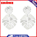 Casual Simple Drop Earrings Women Hollowed Leaf Dangle Ear Stud Alloy Jewelry