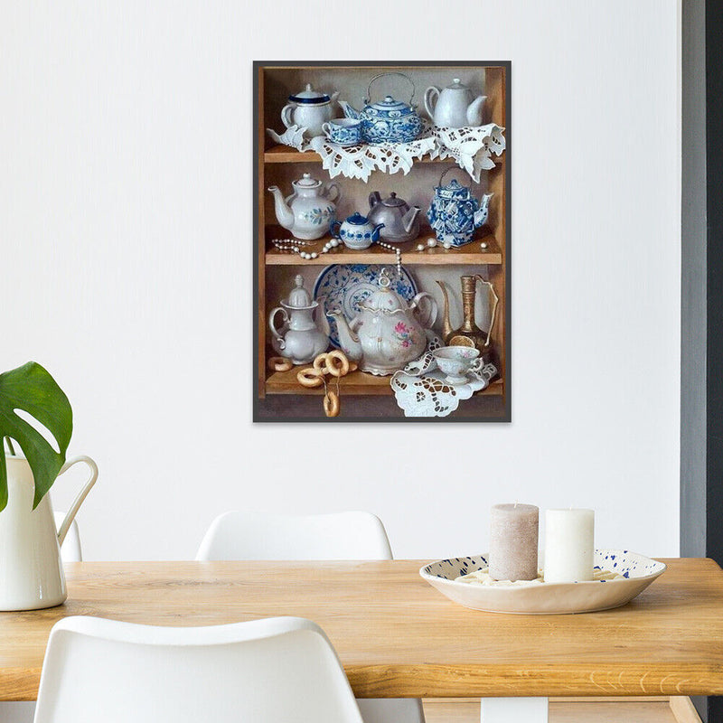 5D DIY Full Drill Diamond Painting Tea Set Cross Stitch Embroidery Round Rhinest