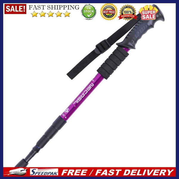 Trekking Pole 4 Sections Telescopic Cane Stick Crutch for Outdoor Hiking Wa