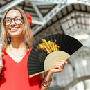 Flowers Folding Fan DIY Handmade Oil Paint By Numbers Craft Fans (Lily)