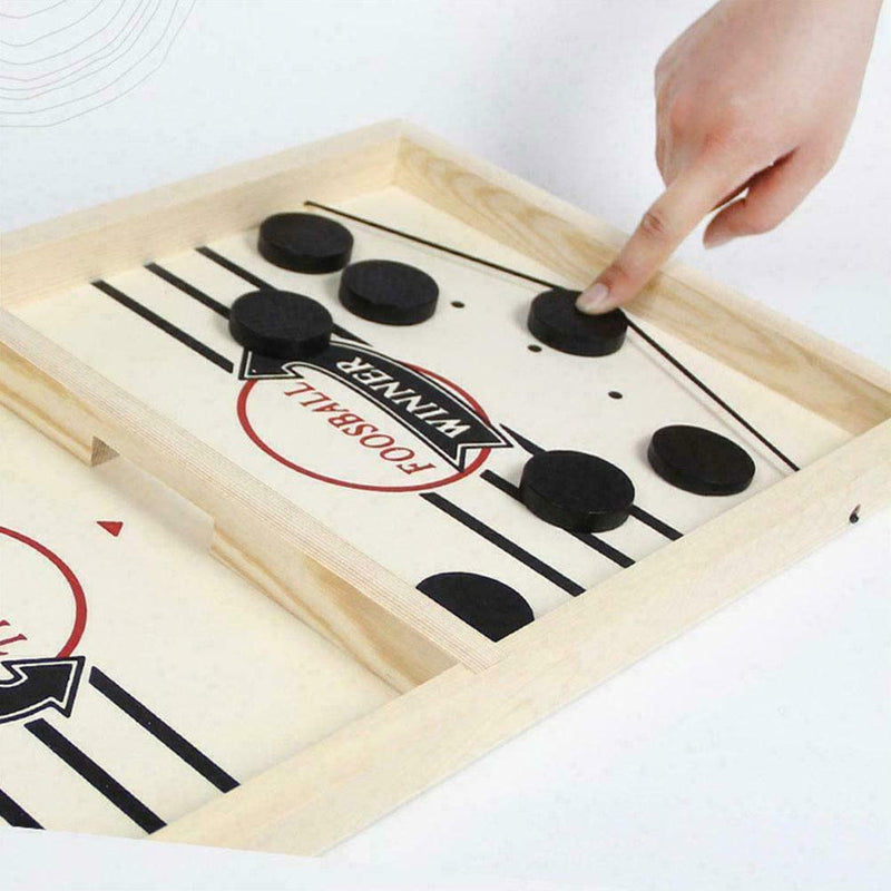 Fun Family Fast Sling Puck Game Wooden Board Table Game Toys Hockey Party M7Y4