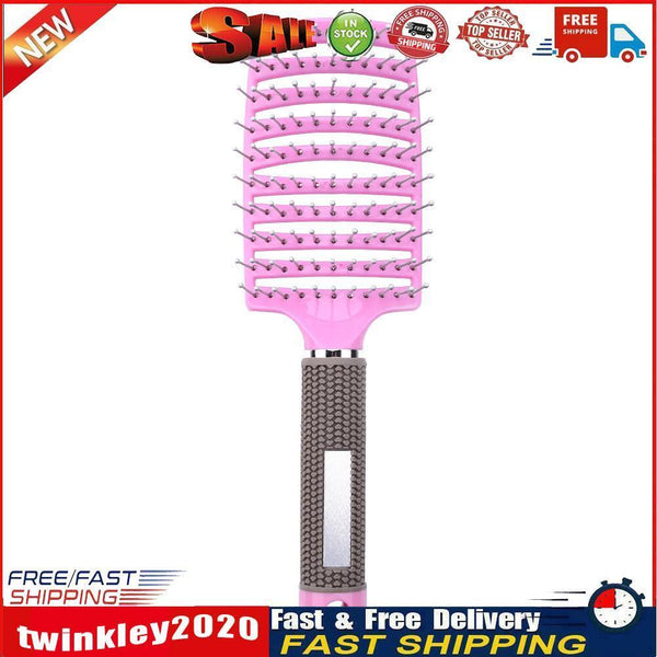 Hair Scalp Massage Comb Bristle Nylon Wet Curly Smooth Hair Brush (Pink) Newly