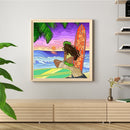 Girl on Beach 5D DIY Full Round Drill Handmade Drawing Kit Art Diamond Painting