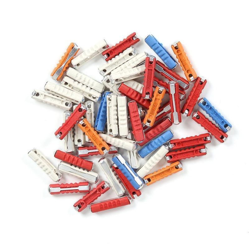 50pcs Car Fuse Kit 5A 8A 16A 25A Plastic+Zinc Continental Torpedo Auto Fuse