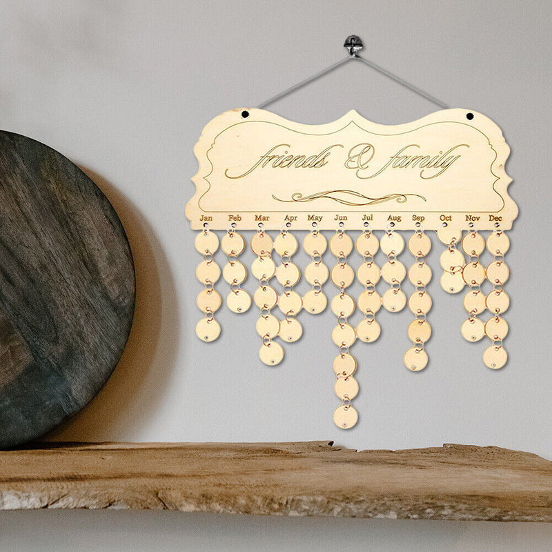 Wooden Reminder Calendar Birthday Tracker DIY Wall Hanging Board Sign