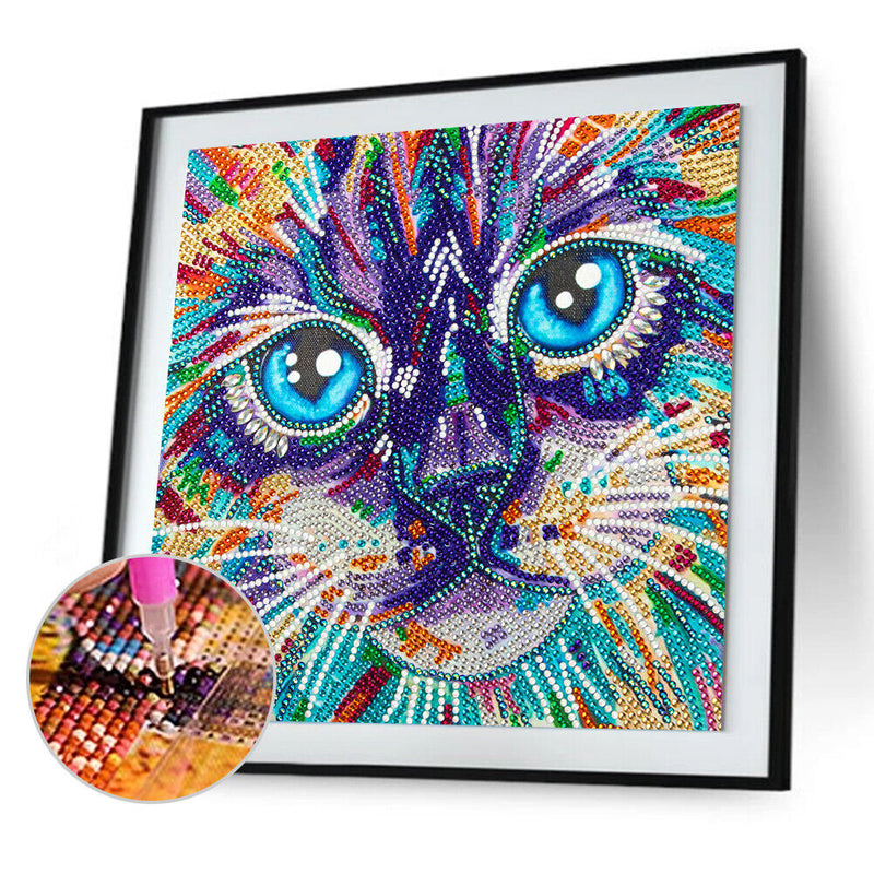 DIY Color Cat Animal Part Drill Special Shape Diamond Painting Kit (B046)