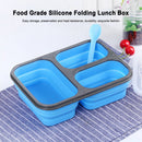 1350ml Silicone Rectangle Lunch Box Collapsible Bento 3 Cell Large Capacity Bowl