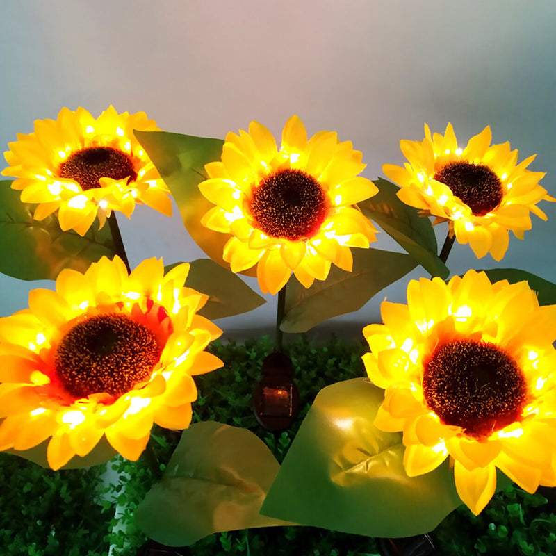 2 Packs Solar Sunflower Lights, Waterproof LED Garden Lamp, for Lawn, Yard Newly