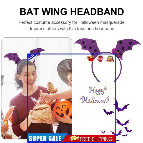 #A Bat Wings Decorative Headdress Non Slip Women Girl Hair Band for Halloween