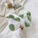 Fashion Women Flower Heart Printing Plush Shoulder Bag Tote Handbag (Green)