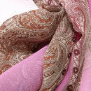 Women Chiffon Scarf Vintga Printing Elegant Shawls Silk Scarf (Pink)
