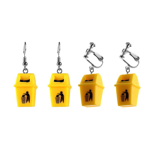 Ear Stud Creative Stud Earrings Drop Earrings Yellow Trash Can Earrings Dangle
