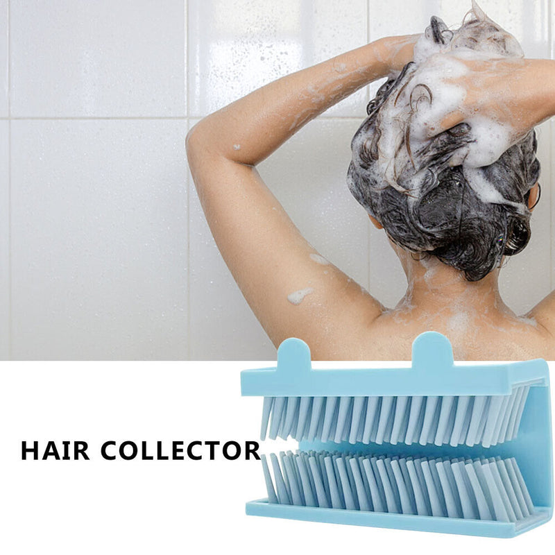 Shower Hair Catcher Wall Silicone Hair Trap Collector for Bathroom (Blue)