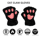 Cat Paw Gloves Durable Plush Cat Paw Fingerless Faux Fur Gloves (Black) Newly