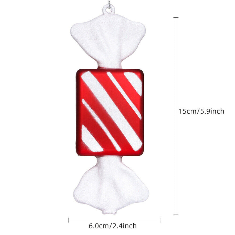 #A 15cm Candy Pendant PVC Red White Painted Pendant Christmas Tree Hanging Orn