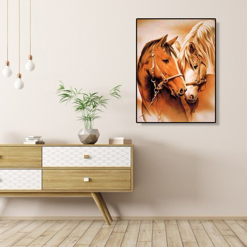 Painting By Numbers DIY Loving Horses Hand Painted Canvas Oil Art Picture Kit
