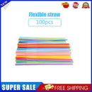 100pcs Bendable Disposable Straws Plastic Disposable Drinking Straws for We