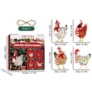 4pcs Chicken Christmas Drop Ornament Wooden Hanging Decoration Party Favor