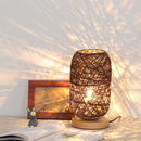 Wooden LED Table Lantern Rattan Bedroom Bedside Decor Night Lights (Brown) Newly