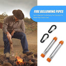 2x Collapsible Fire Bellowing Tool Stainless Steel Camping Fire Blower Pipes