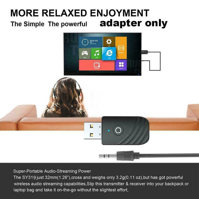 Wireless USB Bluetooth5.0 Audio Transmitter Receiver For PC 3in1 Adapters M1J7