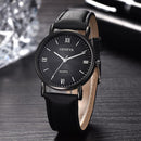 PU Leather Strap Quartz Watches Men Round Dial Round Analog Wristwatch (C)