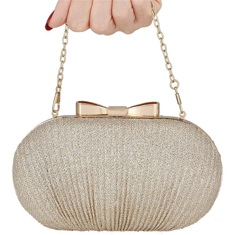 Wedding Rhinestones Beaded Egg Shape Shoulder Chain Purse Evening Bag Clutch